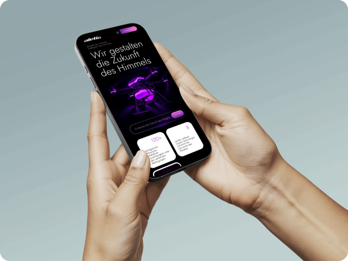 Website für zivile Drohnen – Mobile Ansicht