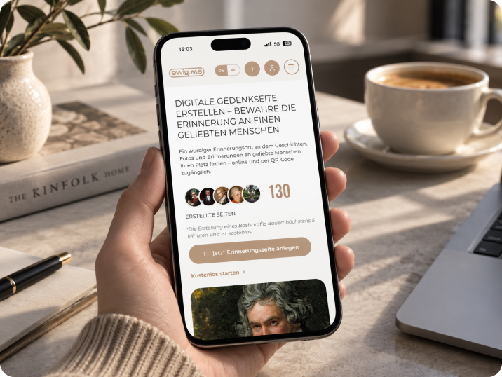 Digitale Gedenkseite – Mobile Ansicht